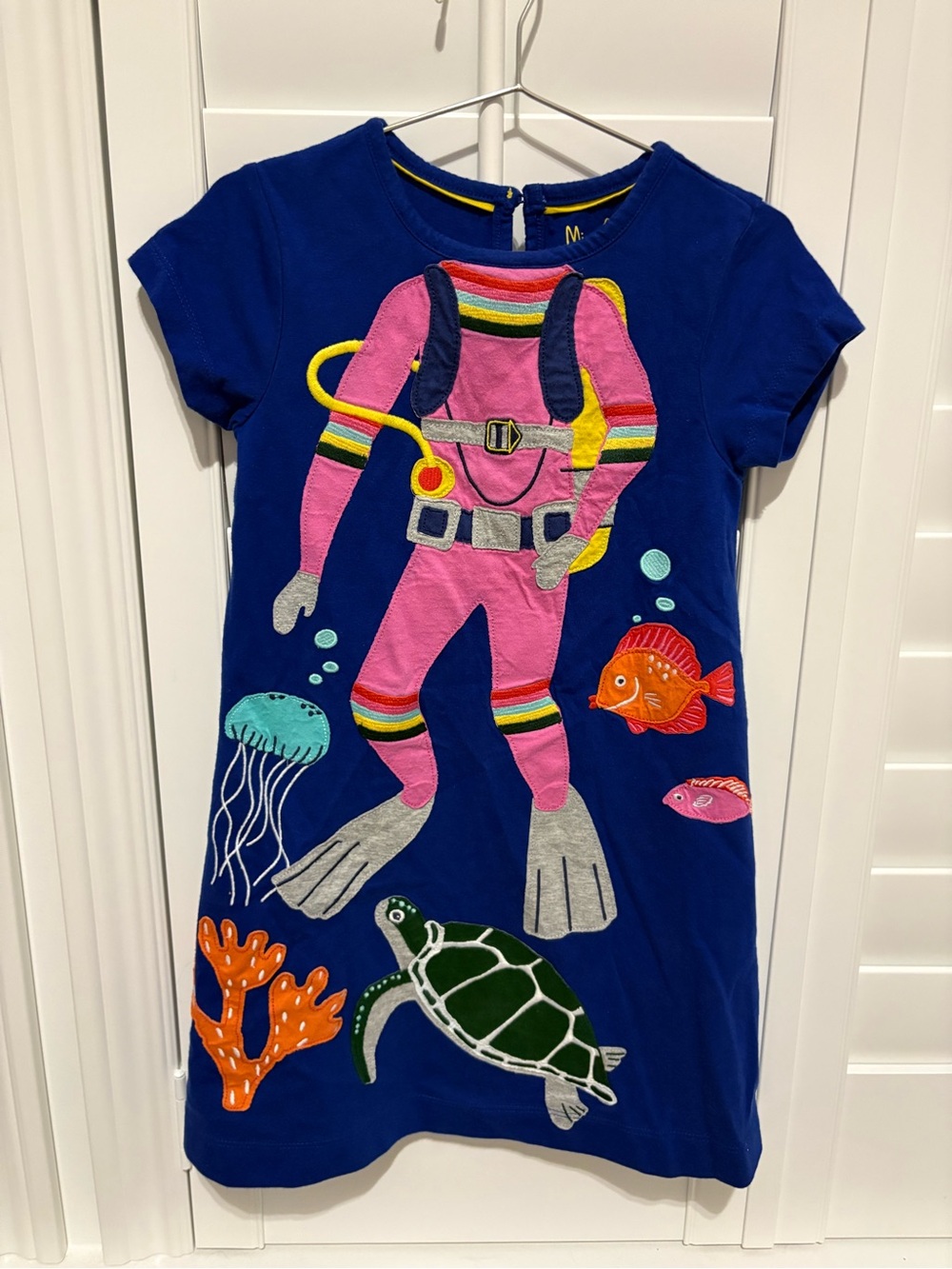 Mini Boden Girls Navy Blue Scuba Diver Appliqué Dress